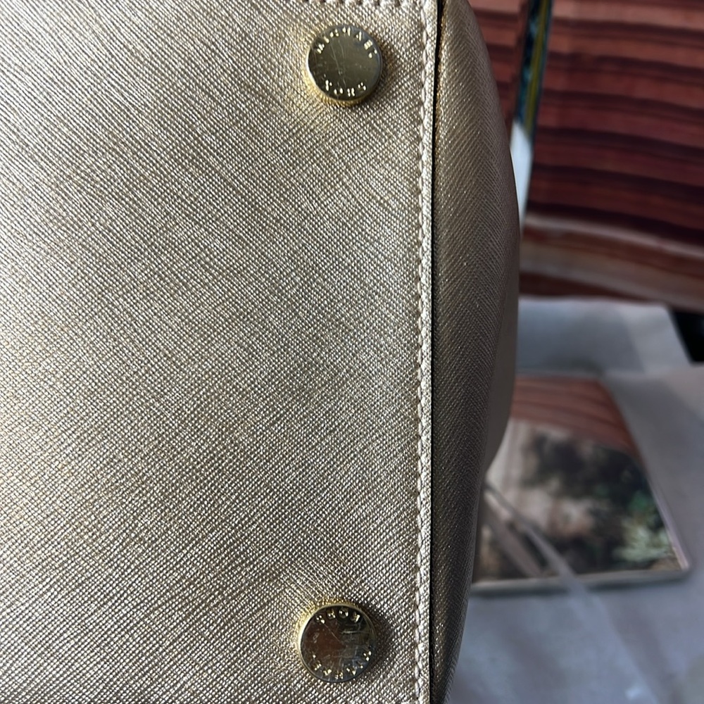 Michael Kors Metallic Gold Saffiano Shoulder Tote - Picture 15 of 15